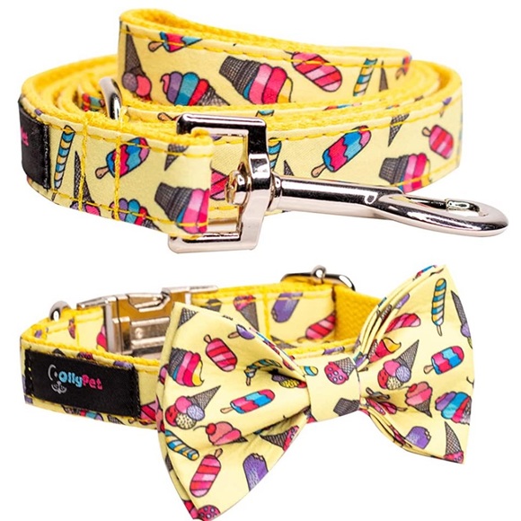 Other - Dog Collar, Bow Tie & Leash Set 3-Piece Set Ice Cream Print